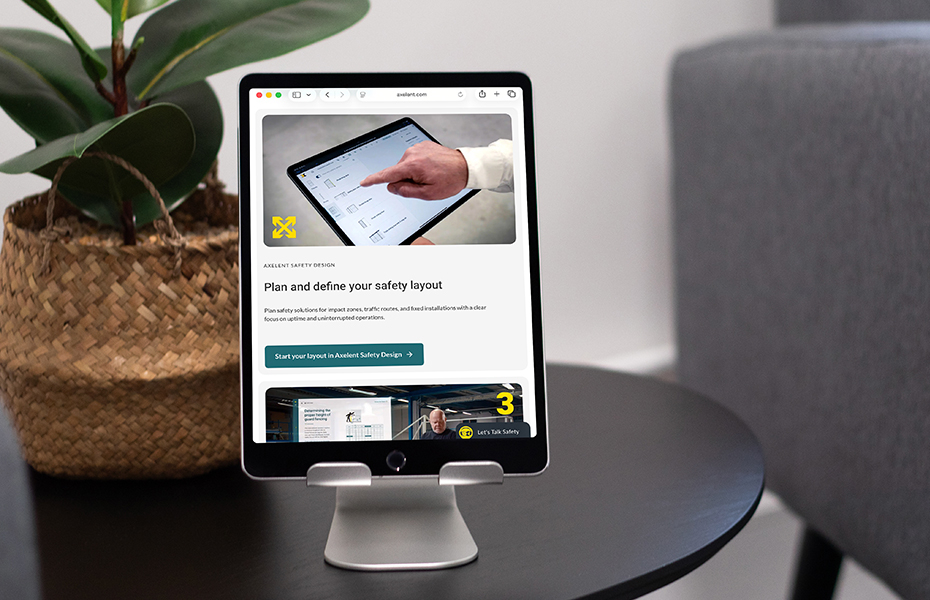 Axelent website tablet mockup in stand