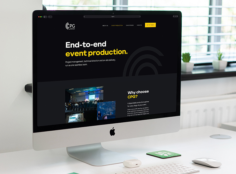 Website event page on large screen