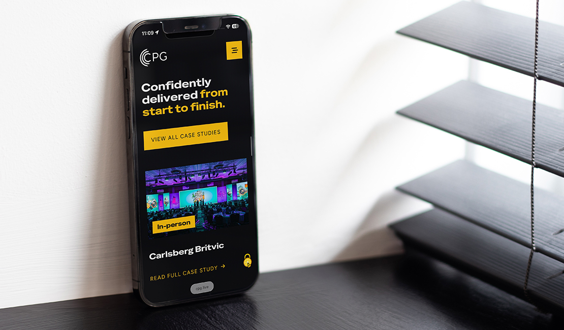Website homepage on mobile