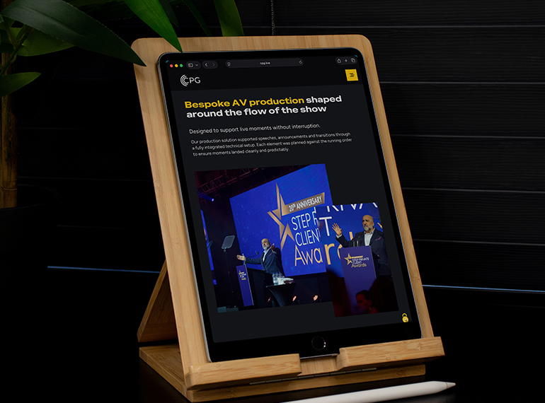 Website design on a tablet