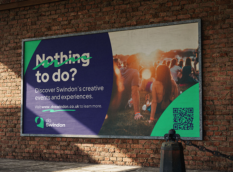 Do Swindon mockup of a billboard on a brick wall