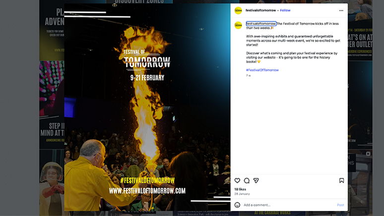 festival of tomorrow social media post instagram