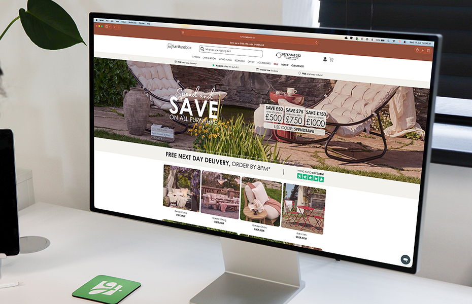 Desktop mockup of the Furniturebox website