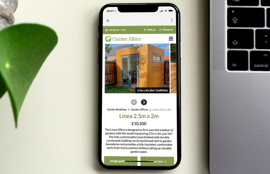Mobile website design for Garden Affairs