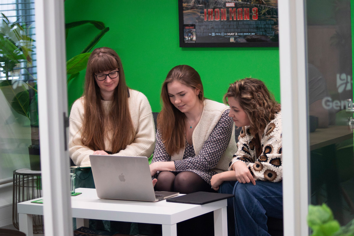 team chatting on chairs