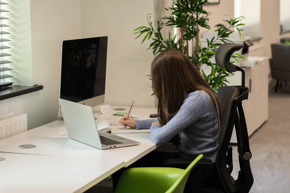 girl working at desk