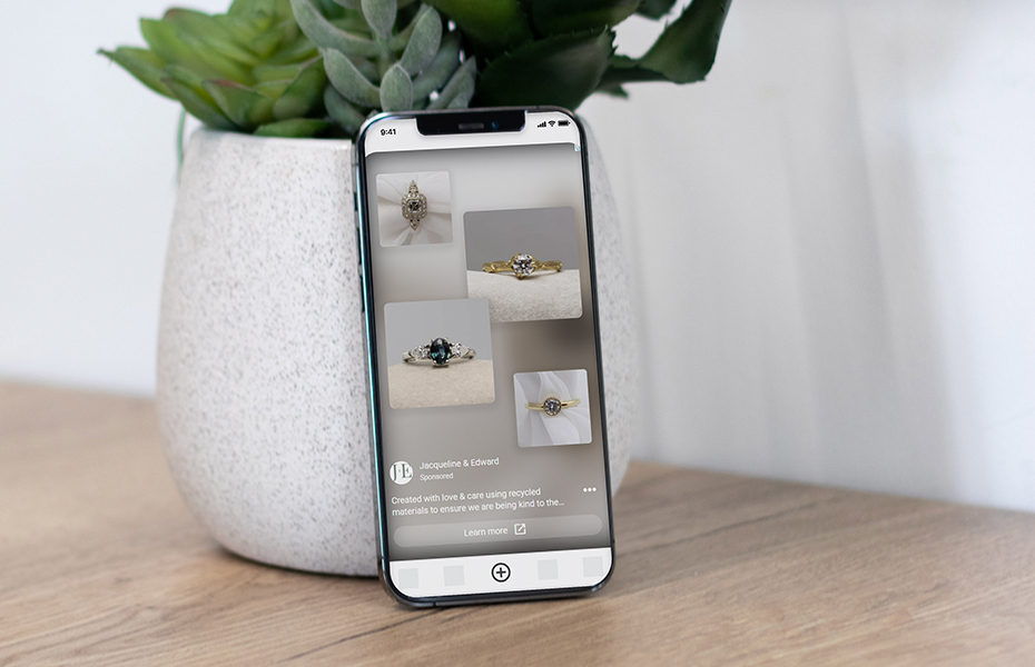 Mobile mockup of Instagram Story Ad for Jacqueline and Edward