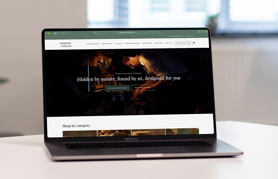 Website mockup of Jacqueline and Edward on a laptop