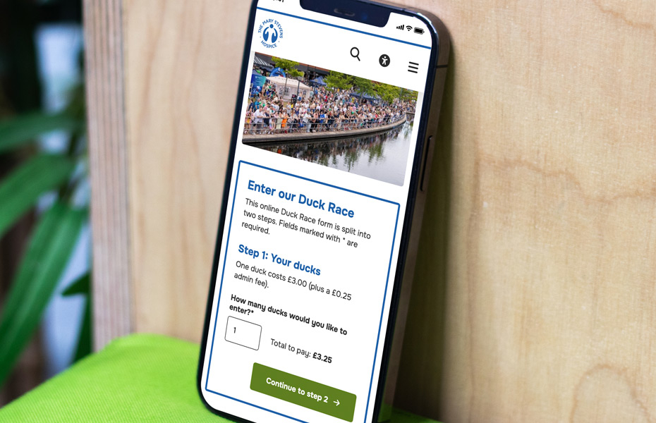 Duck race raffle form on mobile