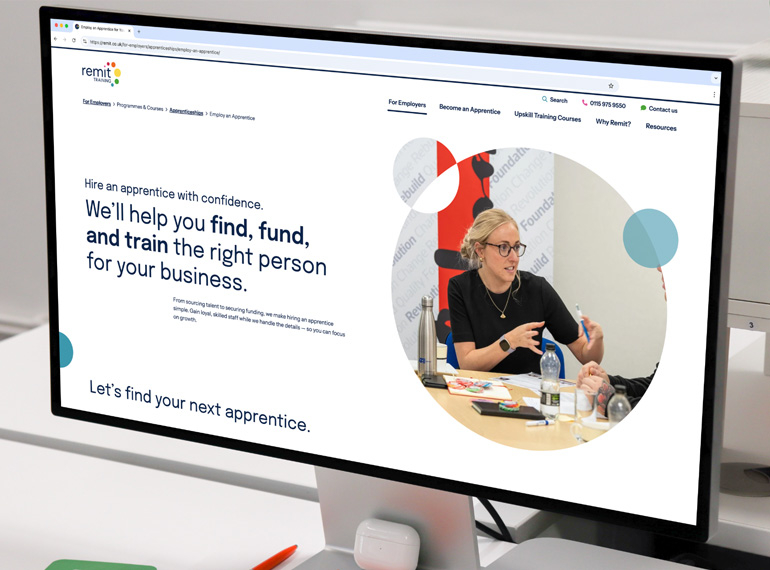 Website design on desktop