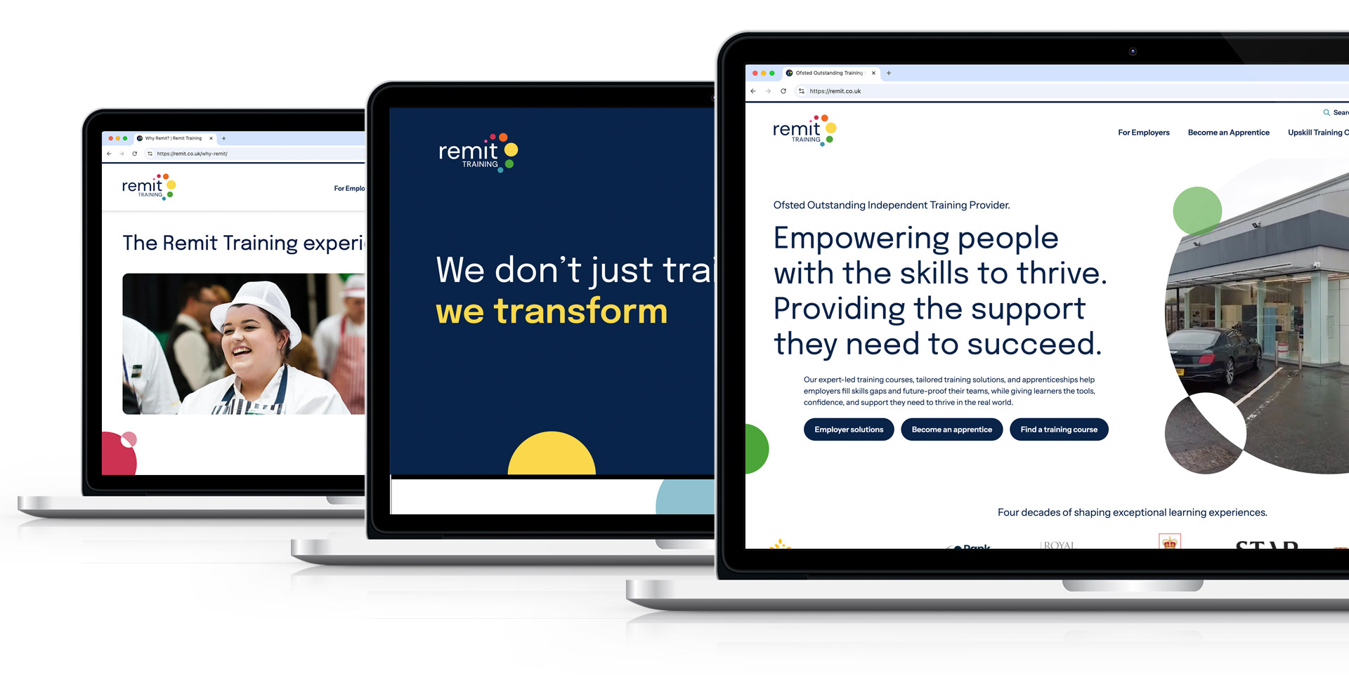 Remit brand and website design on laptops