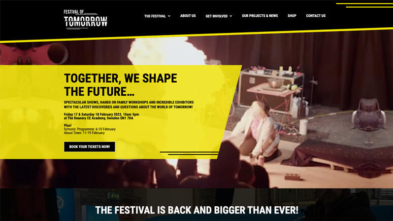 Desktop website design for Festival of Tomorrow