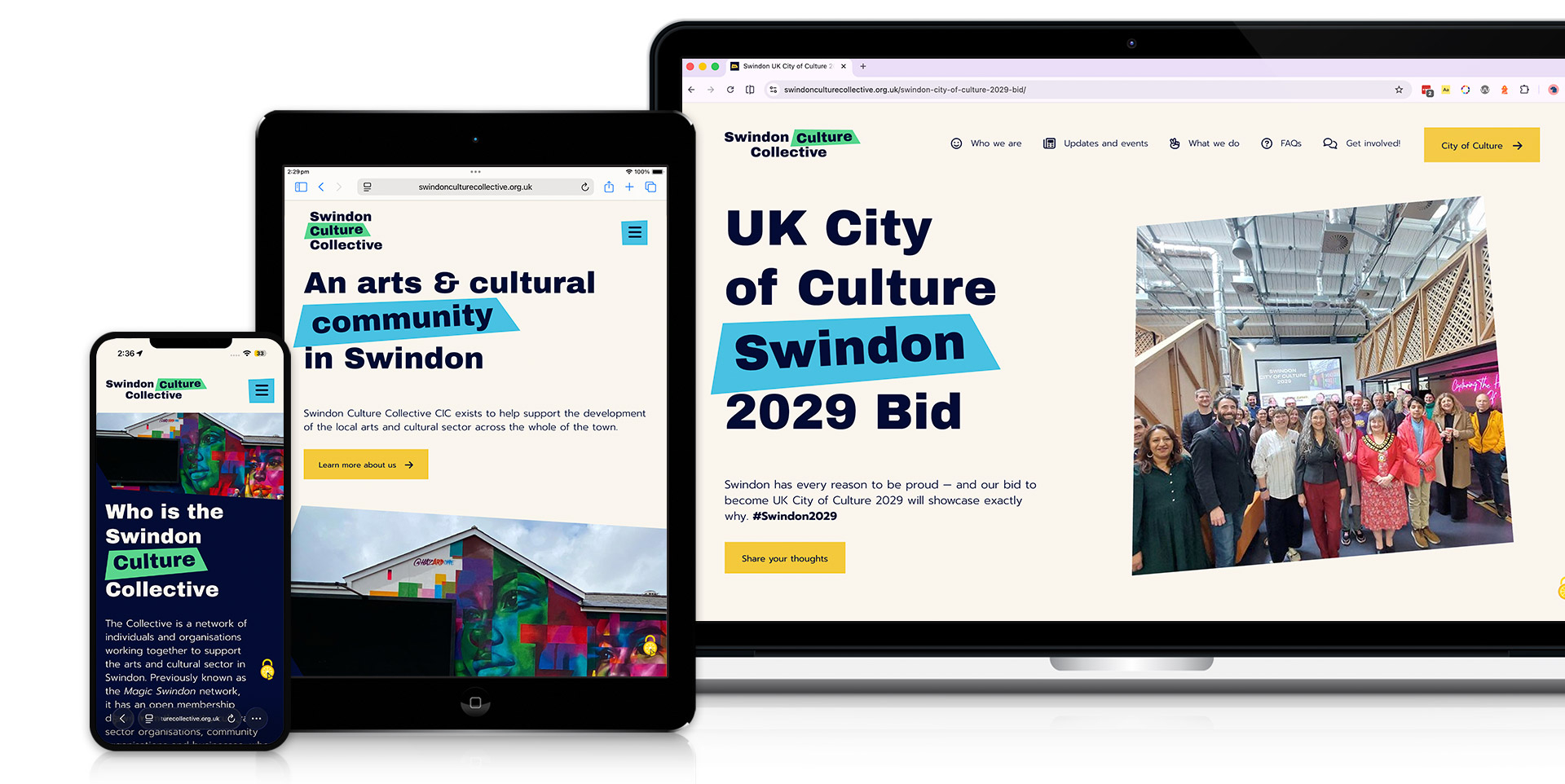 Responsive website design for Swindon Culture Collective