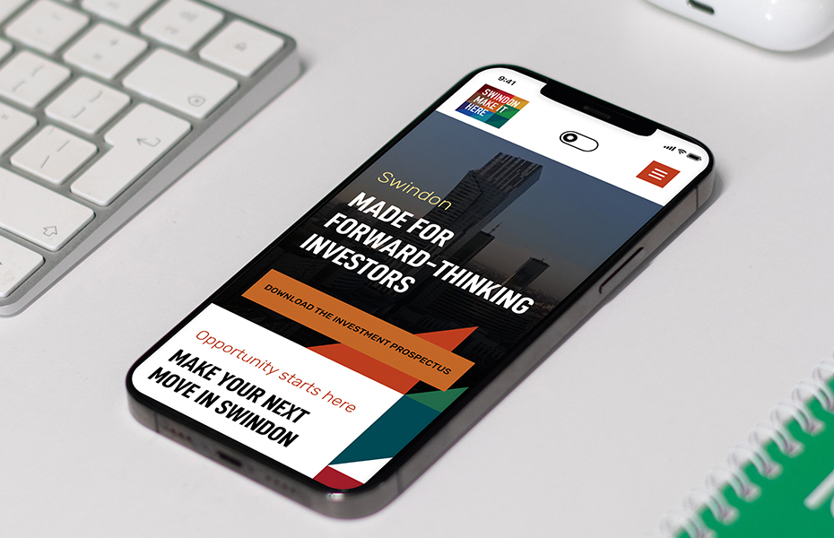 Swindon Make It Here website design in a mobile phone