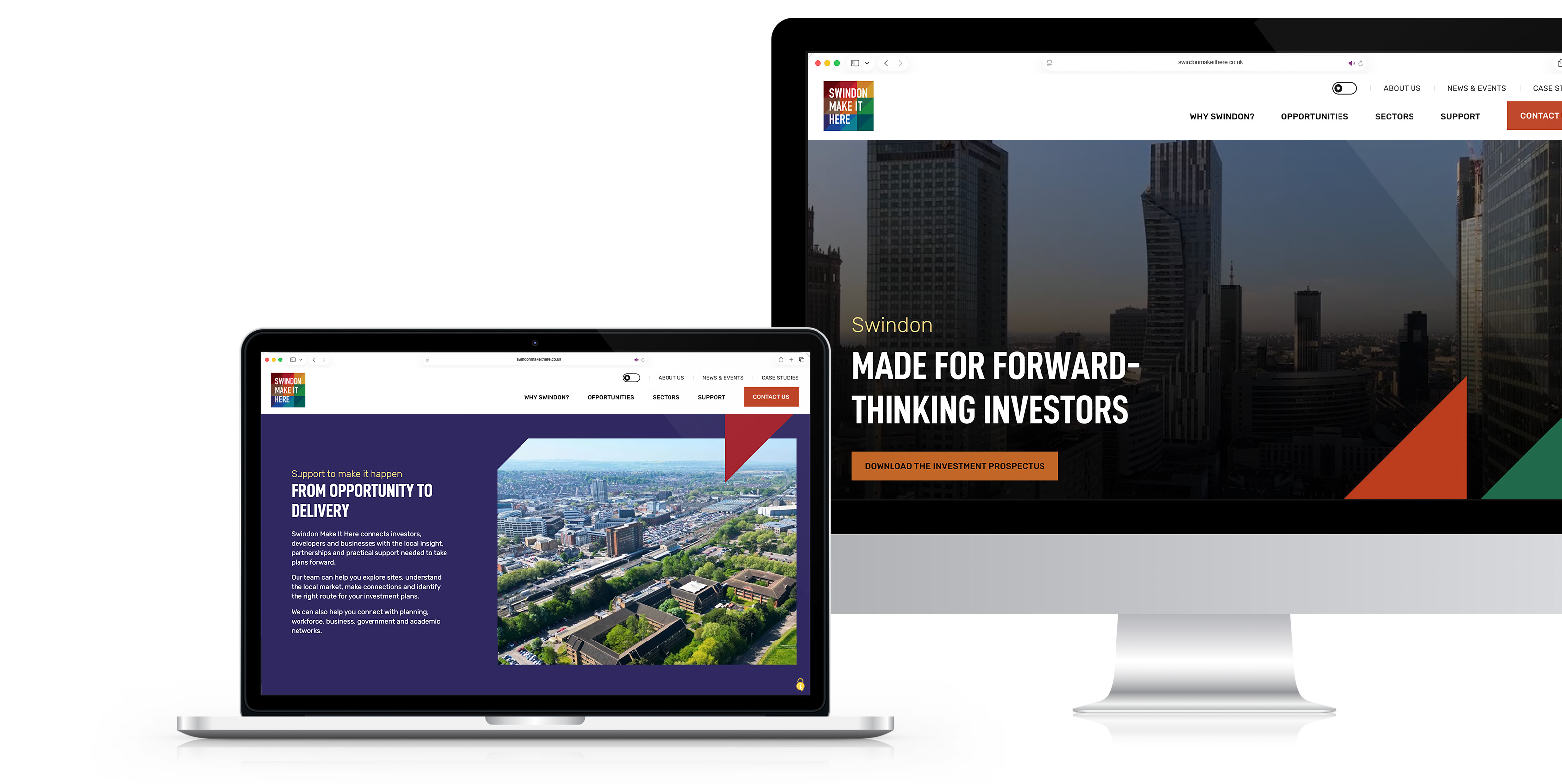 Swindon Make It Here website design on a laptop and desktop