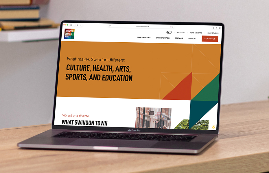 Swindon Make It Here website design in a laptop 